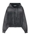 Alexander Wang T Alexanderwang. T Rhinestone Drawstring Zip Up Hoodie In Black