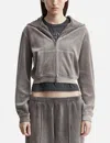 Alexander Wang T Shrunken Zip Up Hoodie With Crystal Hotfix