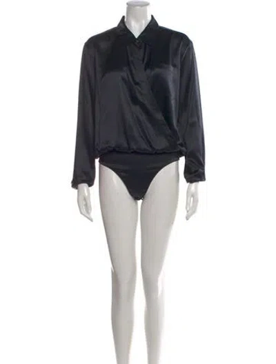 Pre-owned Alexander Wang Silk Long Sleeve Bodysuit In Black