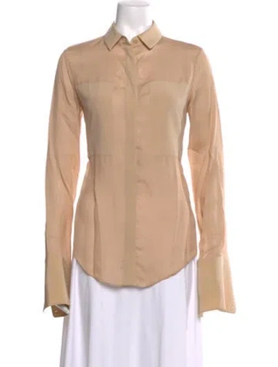 Pre-owned Alexander Wang Silk Long Sleeve Top In Neutral