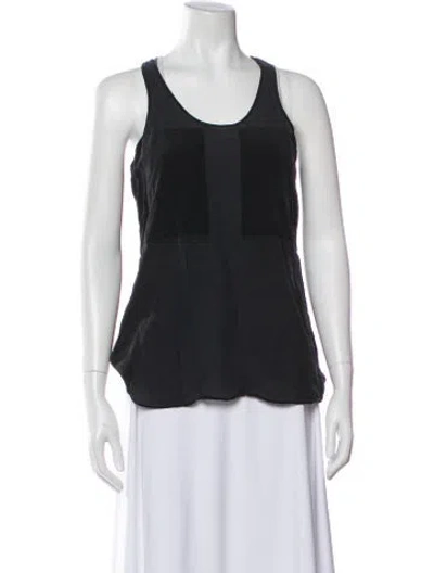Pre-owned Alexander Wang Silk Scoop Neck Top In Black