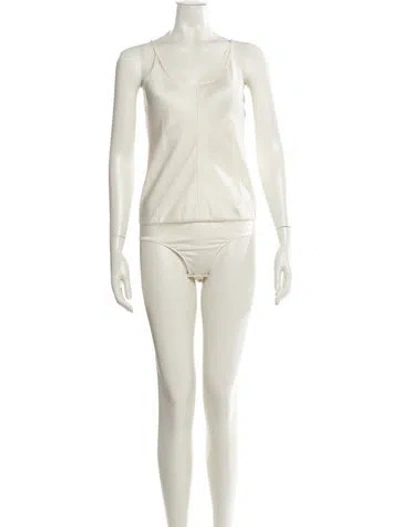 Pre-owned Alexander Wang T Silk Square Neckline Bodysuit In Neutral