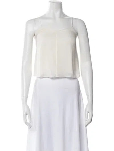 Pre-owned Alexander Wang Silk Square Neckline Top In White