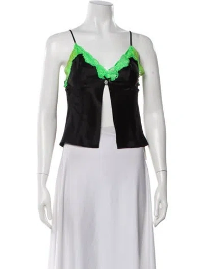 Pre-owned Alexander Wang Silk V-neck Crop Top In Black
