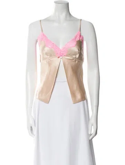 Pre-owned Alexander Wang Silk V-neck Crop Top In Pink