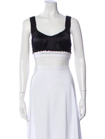 Pre-owned Alexander Wang Silk V-neck Sports Bra In Black