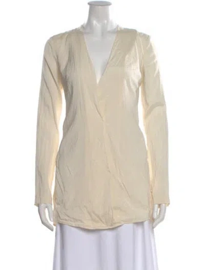 Pre-owned Alexander Wang Silk V-neck Top In Neutral
