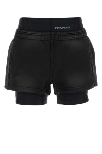 Alexander Wang T Slate Cotton Shorts In Black