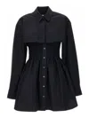 Alexander Wang T Alexanderwang.t Layered Cotton-poplin Mini Shirt Dress In Black