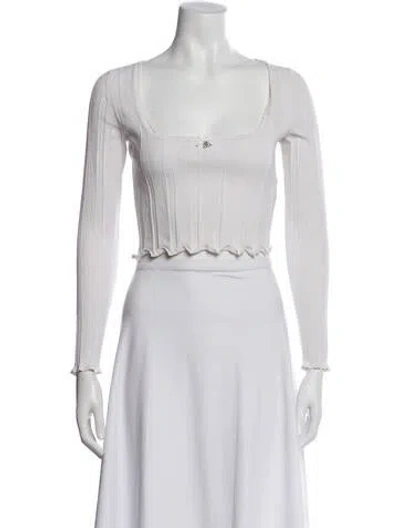 Pre-owned Alexander Wang Square Neckline Long Sleeve Crop Top In White