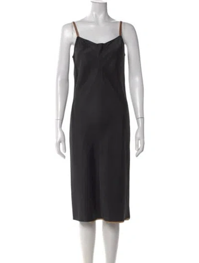 Pre-owned Alexander Wang Square Neckline Midi Length Dress In Black