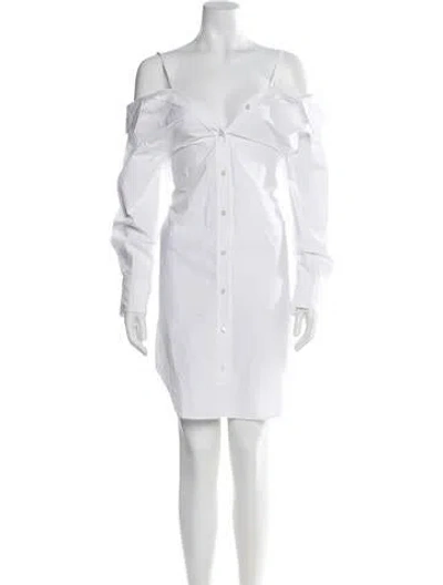 Pre-owned Alexander Wang Square Neckline Mini Dress In White