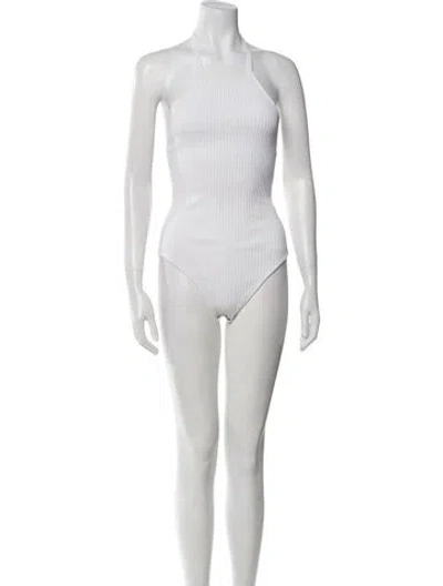 Pre-owned Alexander Wang Square Neckline Sleeveless Bodysuit In White