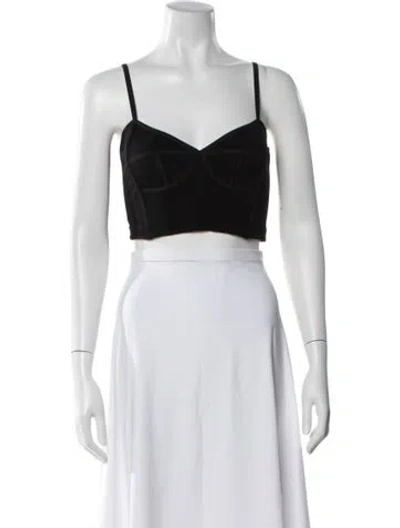 Pre-owned Alexander Wang Square Neckline Sleeveless Crop Top In Black