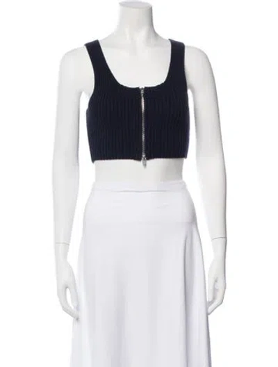 Pre-owned Alexander Wang Square Neckline Sleeveless Crop Top In Blue