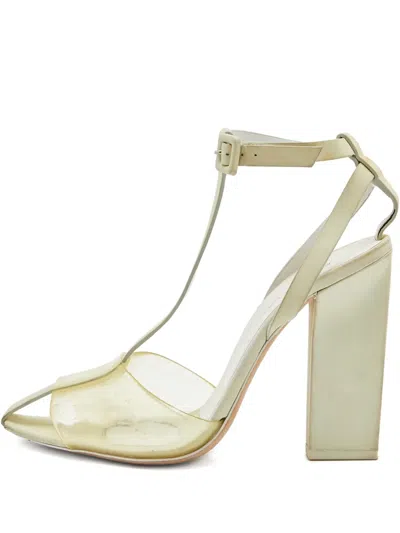 Pre-owned Alexander Wang T-strap Block-heel Pumps In Yellow