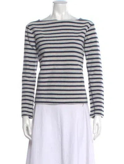 Pre-owned Alexander Wang Striped Bateau Neckline Top In White