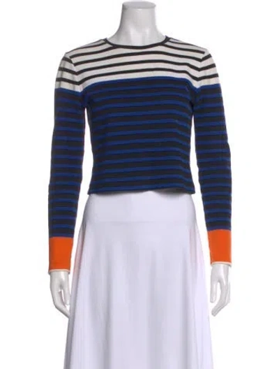 Pre-owned Alexander Wang Striped Crew Neck Crop Top In Blue