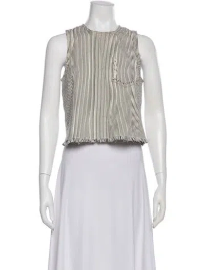 Pre-owned Alexander Wang Striped Crew Neck Crop Top In Neutral