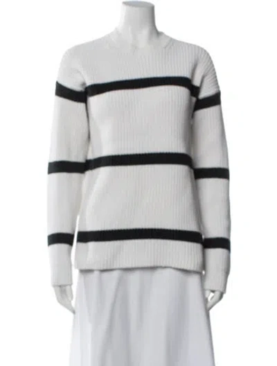 Pre-owned Alexander Wang Striped Crew Neck Sweater In White