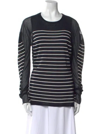 Pre-owned Alexander Wang Striped Crew Neck Sweatshirt In Blue