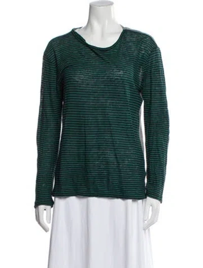 Pre-owned Alexander Wang T Striped Crew Neck T-shirt In Green