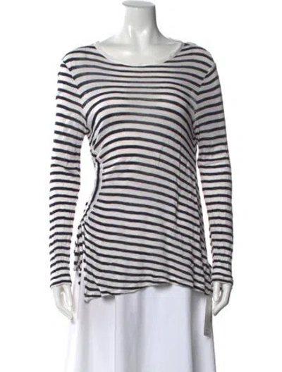 Pre-owned Alexander Wang Striped Crew Neck T-shirt In White