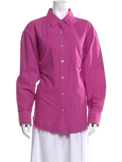 Pre-owned Alexander Wang Striped Long Sleeve Button-up Top In Pink