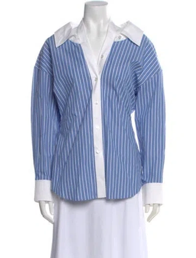 Pre-owned Alexander Wang Striped Long Sleeve Top In Blue