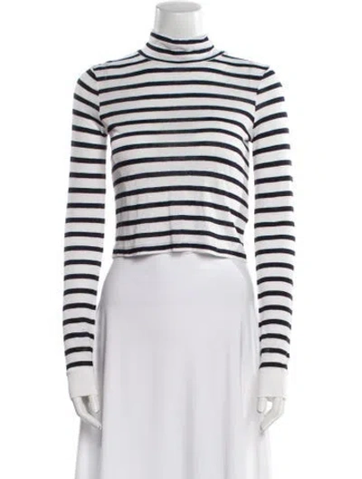 Pre-owned Alexander Wang Striped Mock Neck Crop Top In Multi