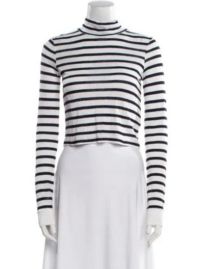Pre-owned Alexander Wang Striped Mock Neck Crop Top In Multi