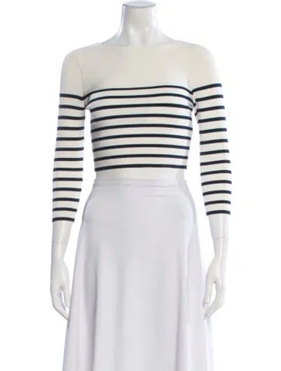 Pre-owned Alexander Wang Striped Off-the-shoulder Top In Neutral
