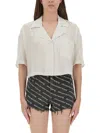 Alexander Wang T T By Alexander Wang Striped Shirt With Embroidered Logo In Black
