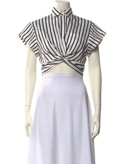 Pre-owned Alexander Wang Striped Short Sleeve Crop Top In Multi