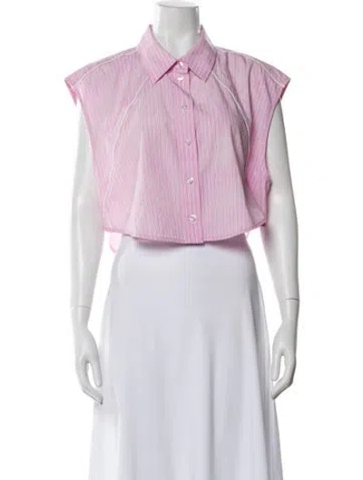 Pre-owned Alexander Wang Striped Sleeveless Crop Top In Pink