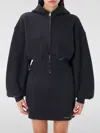 Alexander Wang T T By Alexander Wang Cropped Black Hoodie With Oversized Sleeves In Schwarz