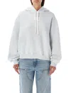 Alexander Wang T T By Alexander Wang Logo Printed Drawstring Hoodie In Grey