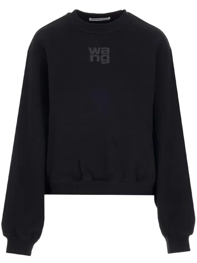 Alexander Wang T Sweatshirt With Embossed Logo In Black
