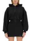 Alexander Wang T T By Alexander Wang Cropped Black Hoodie With Oversized Sleeves