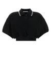 Alexander Wang T T By Alexander Wang Black Cotton Polo Shirt In Black