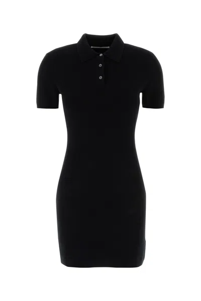 Alexander Wang T T By Alexander Wang Black Wool Blend Polo Dress