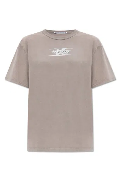 Alexander Wang T T By Alexander Wang Dove Grey Cotton T-shirt In Beige