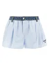 Alexander Wang T T By Alexander Wang Denim Elastic Waist Boxer Shorts In Multicolor