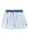 Alexander Wang T T By Alexander Wang Denim Elastic Waist Boxer Shorts In Multicolor