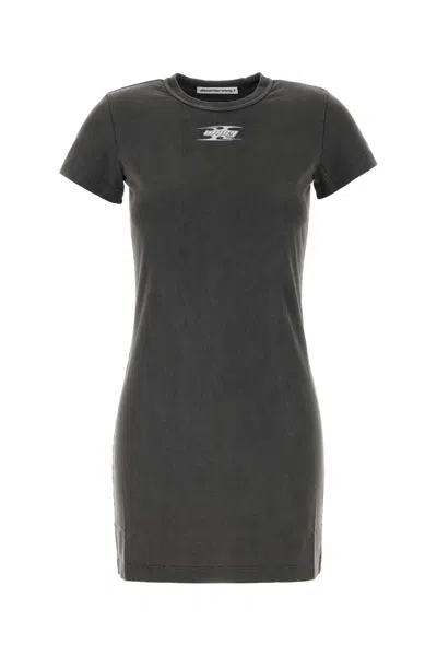 ALEXANDER WANG T T BY ALEXANDER WANG CHARCOAL COTTON T-SHIRT MINI DRESS
