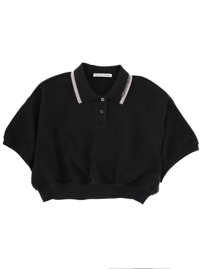 Alexander Wang T T By Alexander Wang Cotton Polo In Black