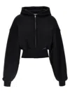 Alexander Wang T T By Alexander Wang Cropped Black Hoodie With Oversized Sleeves In Black