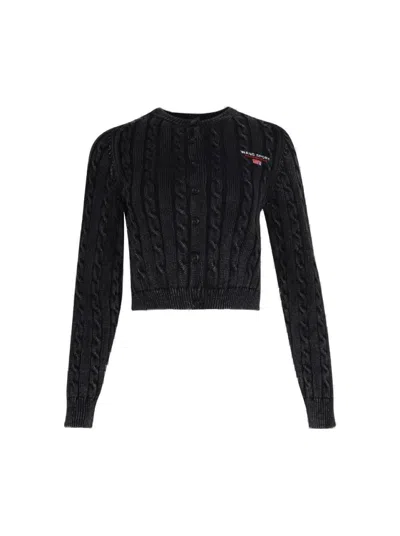 Alexander Wang T T By Alexander Wang Cropped Crewneck Cardigan - Washed Black