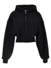 Alexander Wang T T By Alexander Wang Cropped Hoodie In Black