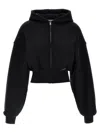 Alexander Wang T T By Alexander Wang Cropped Hoodie With Logo In Black